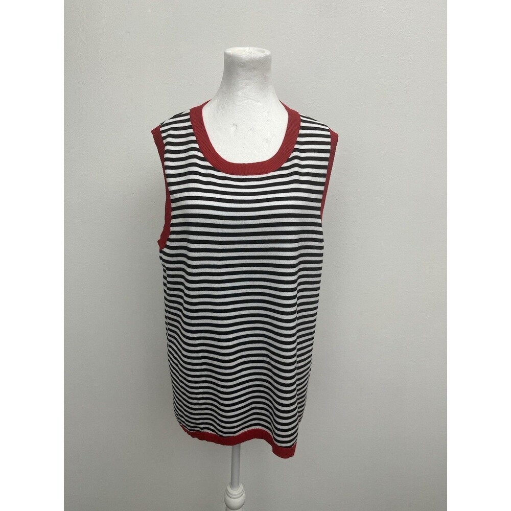 Dokotoo Striped Knit Sweater Vest Tank Top Women's XL Black White Red High-Low